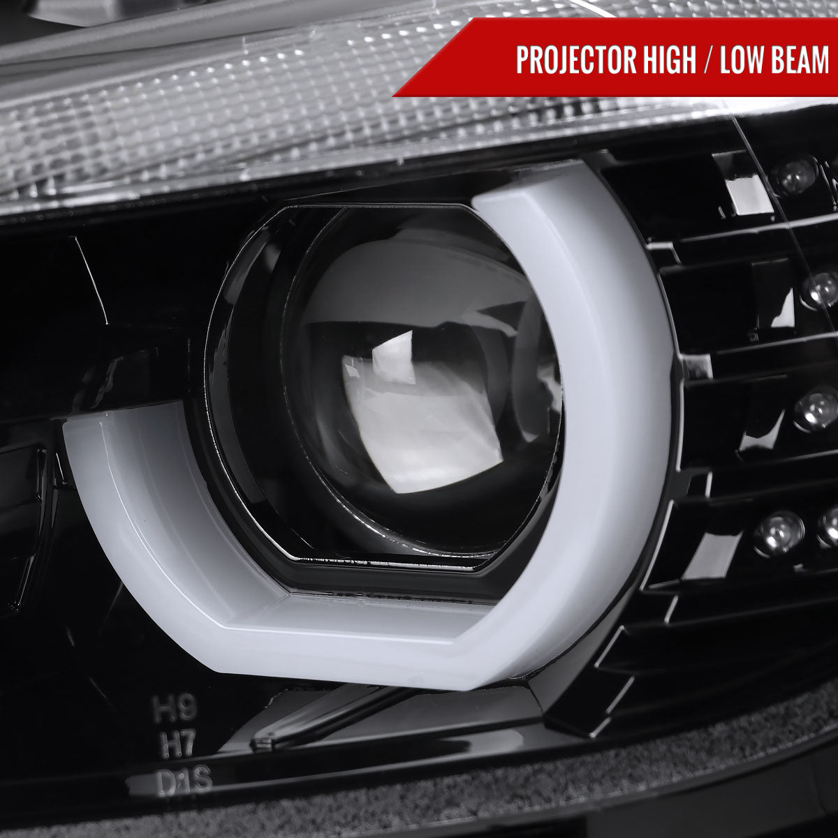 2012-2015 F30 3 Series Sedan Dual U-Bar Projector Headlights w/ LED Turn Signal Lights (Jet Black Housing/Clear Lens)