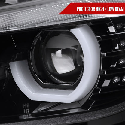2012-2015 F30 3 Series Sedan Dual U-Bar Projector Headlights w/ LED Turn Signal Lights (Jet Black Housing/Clear Lens)
