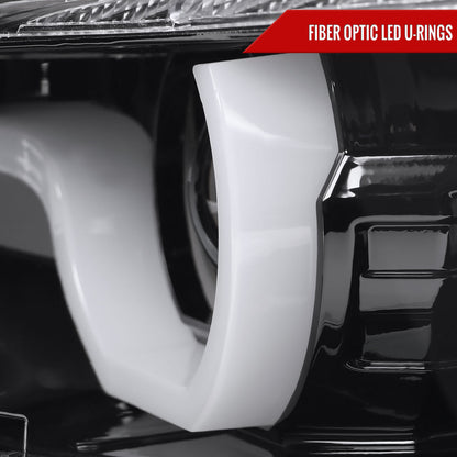 2012-2015 F30 3 Series Sedan Dual U-Bar Projector Headlights w/ LED Turn Signal Lights (Jet Black Housing/Clear Lens)