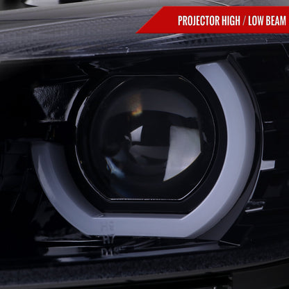2012-2015 BMW F30 3 Series Sedan Dual LED U-Bar Projector HID-Compatible Headlights w/ LED Turn Signal Lights (Glossy Black Housing/Smoked Lens)
