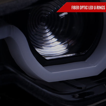 2012-2015 BMW F30 3 Series Sedan Dual LED U-Bar Projector HID-Compatible Headlights w/ LED Turn Signal Lights (Glossy Black Housing/Smoked Lens)