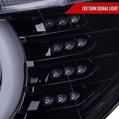 2012-2015 BMW F30 3 Series Sedan Dual LED U-Bar Projector HID-Compatible Headlights w/ LED Turn Signal Lights (Glossy Black Housing/Smoked Lens)