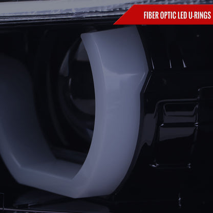 2012-2015 F30 3 Series Sedan Dual U-Bar Projector Headlights w/ LED Turn Signal Lights (Chrome Housing/Smoked Lens)