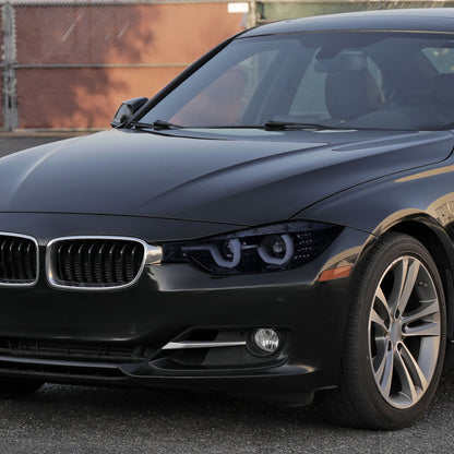 2012-2015 F30 3 Series Sedan Dual U-Bar Projector Headlights w/ LED Turn Signal Lights (Chrome Housing/Smoked Lens)