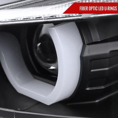 2012-2015 F30 3 Series Sedan Dual U-Bar Projector Headlights w/ LED Turn Signal Lights (Matte Black Housing/Clear Lens)