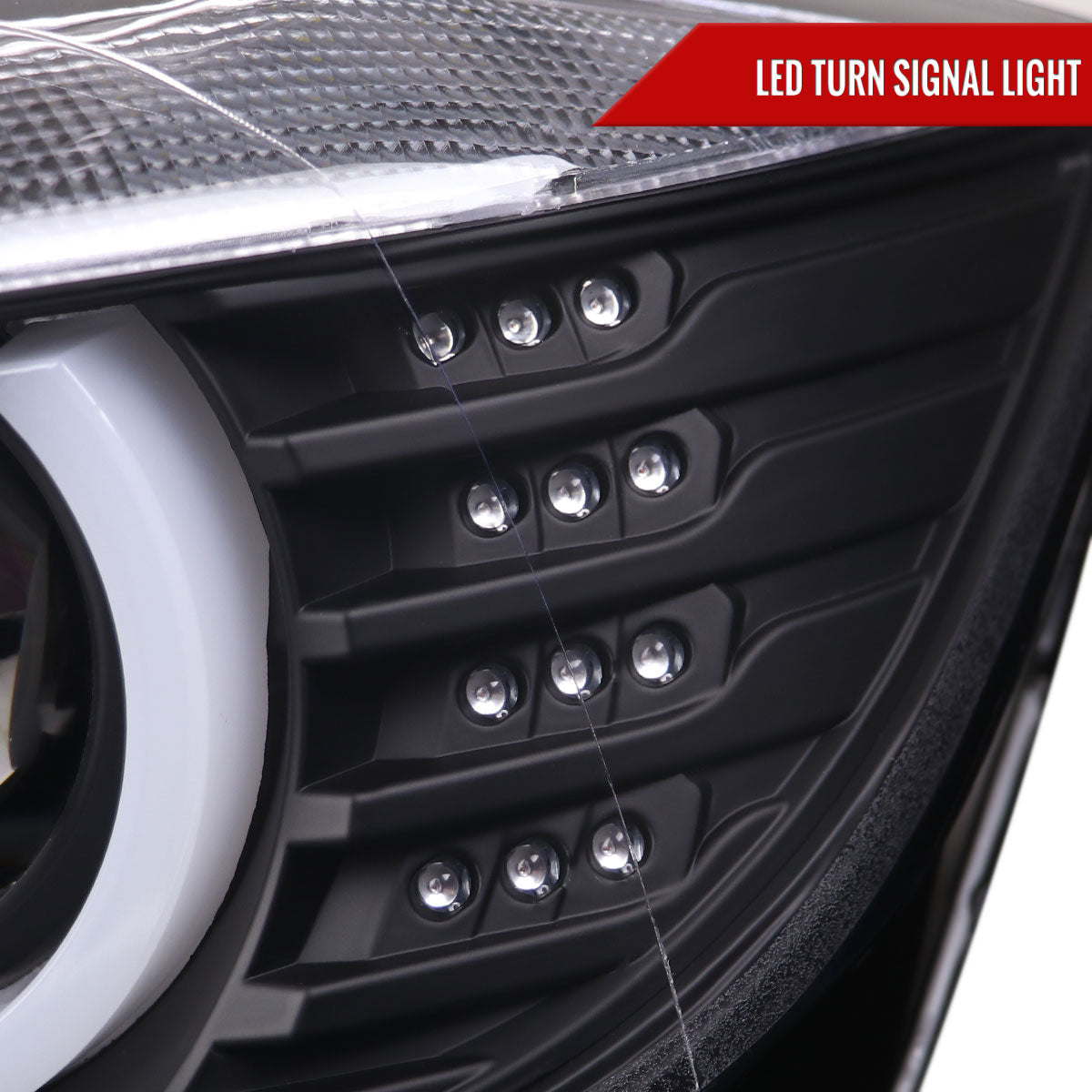2012-2015 F30 3 Series Sedan Dual U-Bar Projector Headlights w/ LED Turn Signal Lights (Matte Black Housing/Clear Lens)