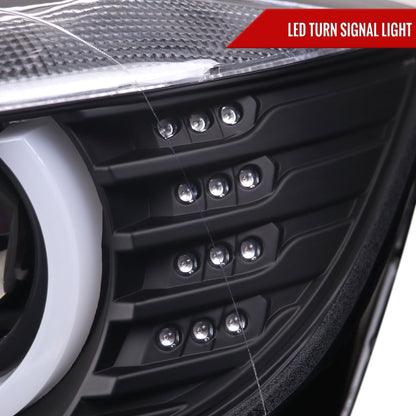 2012-2015 F30 3 Series Sedan Dual U-Bar Projector Headlights w/ LED Turn Signal Lights (Matte Black Housing/Clear Lens)