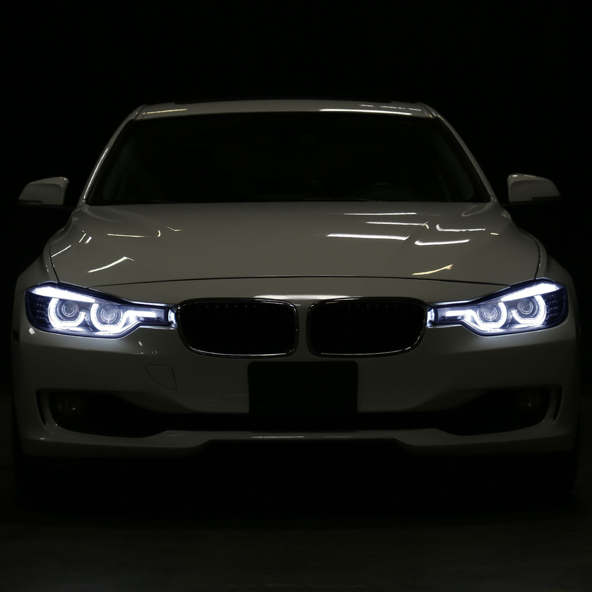2012-2015 F30 3 Series Sedan Dual U-Bar Projector Headlights w/ LED Turn Signal Lights (Matte Black Housing/Clear Lens)