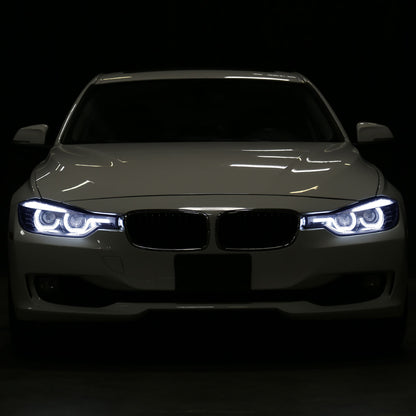2012-2015 F30 3 Series Sedan Dual U-Bar Projector Headlights w/ LED Turn Signal Lights (Matte Black Housing/Clear Lens)