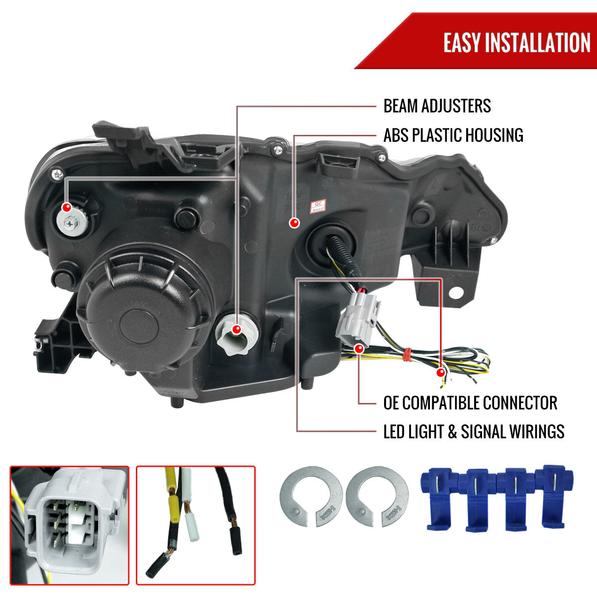 2012-2017 Toyota 86/ Scion FRS LED Bar Projector Headlights w/ LED Turn Signal Lights (Glossy Black Housing/Smoked Lens)