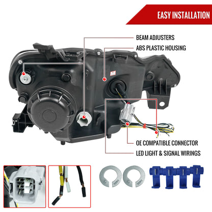 2012-2017 Toyota 86/ Scion FRS LED Bar Projector Headlights w/ LED Turn Signal Lights (Glossy Black Housing/Smoked Lens)