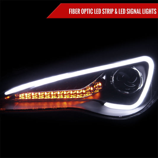 2012-2017 Scion FRS/ Toyota 86 LED Bar Projector Headlights w/ LED Turn Signal Lights (Matte Black Housing/Clear Lens)