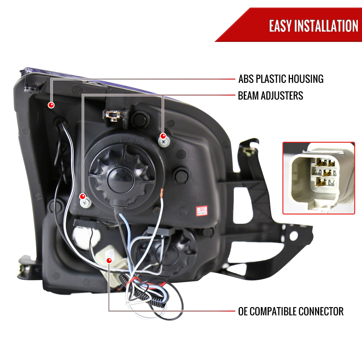 2006-2009 Ford Fusion Dual Halo Projector Headlights (Glossy Black Housing/Smoked Lens)