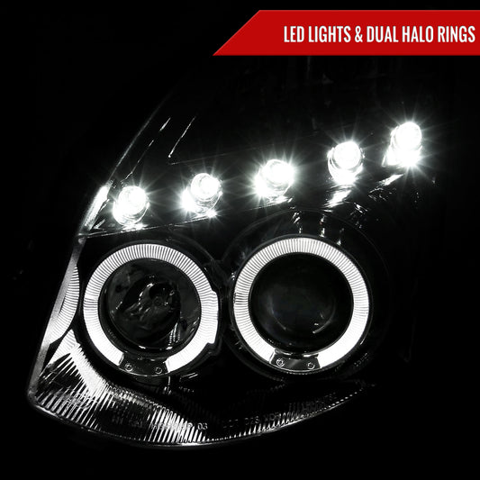 2003-2007 Infiniti G35 Coupe Dual Halo Projector Headlights (Chrome Housing/Clear Lens)