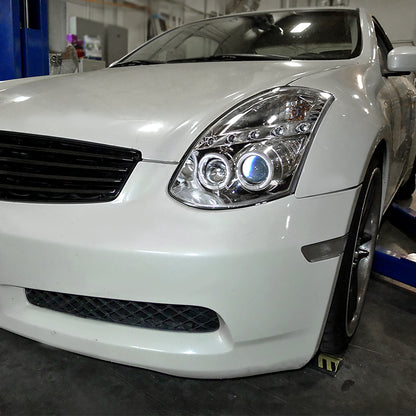 2003-2007 Infiniti G35 Coupe Dual Halo Projector Headlights (Chrome Housing/Clear Lens)