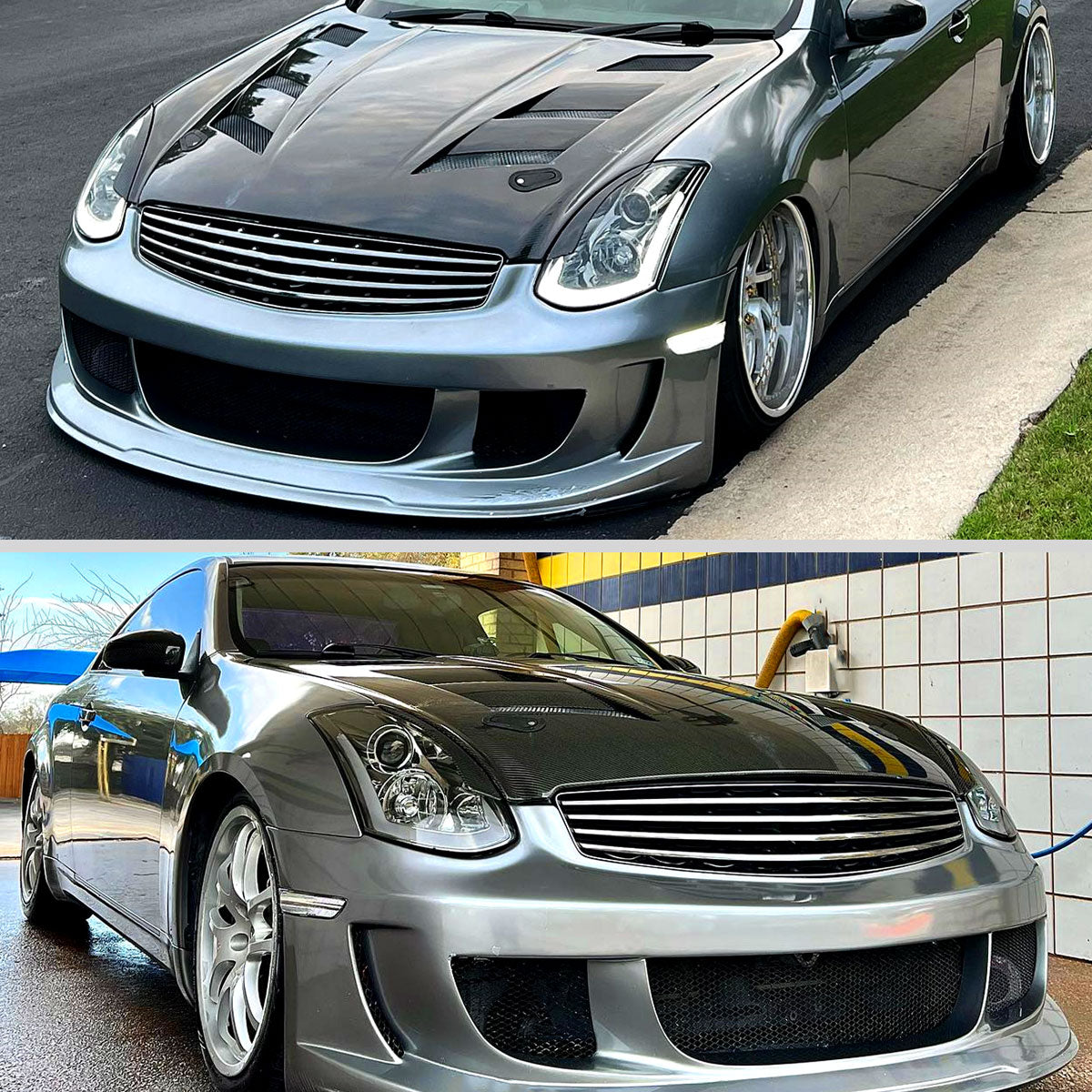 2003-2007 Infiniti G35 Coupe LED Bar Projector Headlights w/ Sequential Turn Signals (Chrome Housing/Smoked Lens)