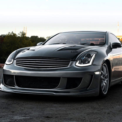 2003-2007 Infiniti G35 Coupe LED Bar Projector Headlights w/ Sequential Turn Signals (Chrome Housing/Smoked Lens)