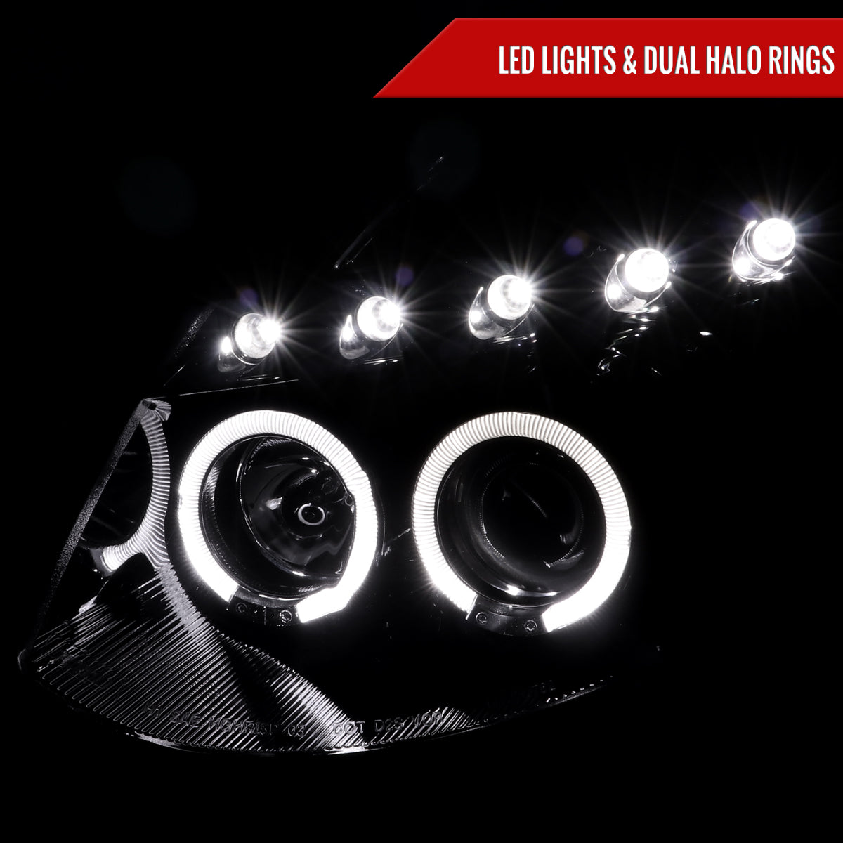 2003-2007 Infiniti G35 Coupe Dual Halo Projector Headlights (Glossy Black Housing/Smoked Lens)