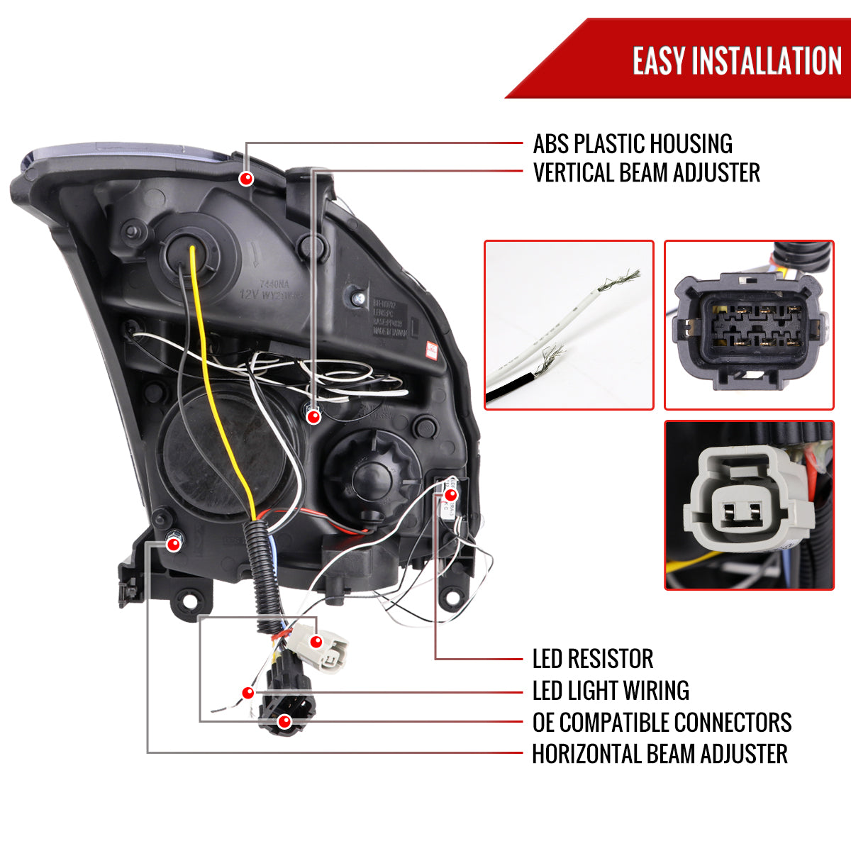 2003-2007 Infiniti G35 Coupe Dual Halo Projector Headlights (Glossy Black Housing/Smoked Lens)