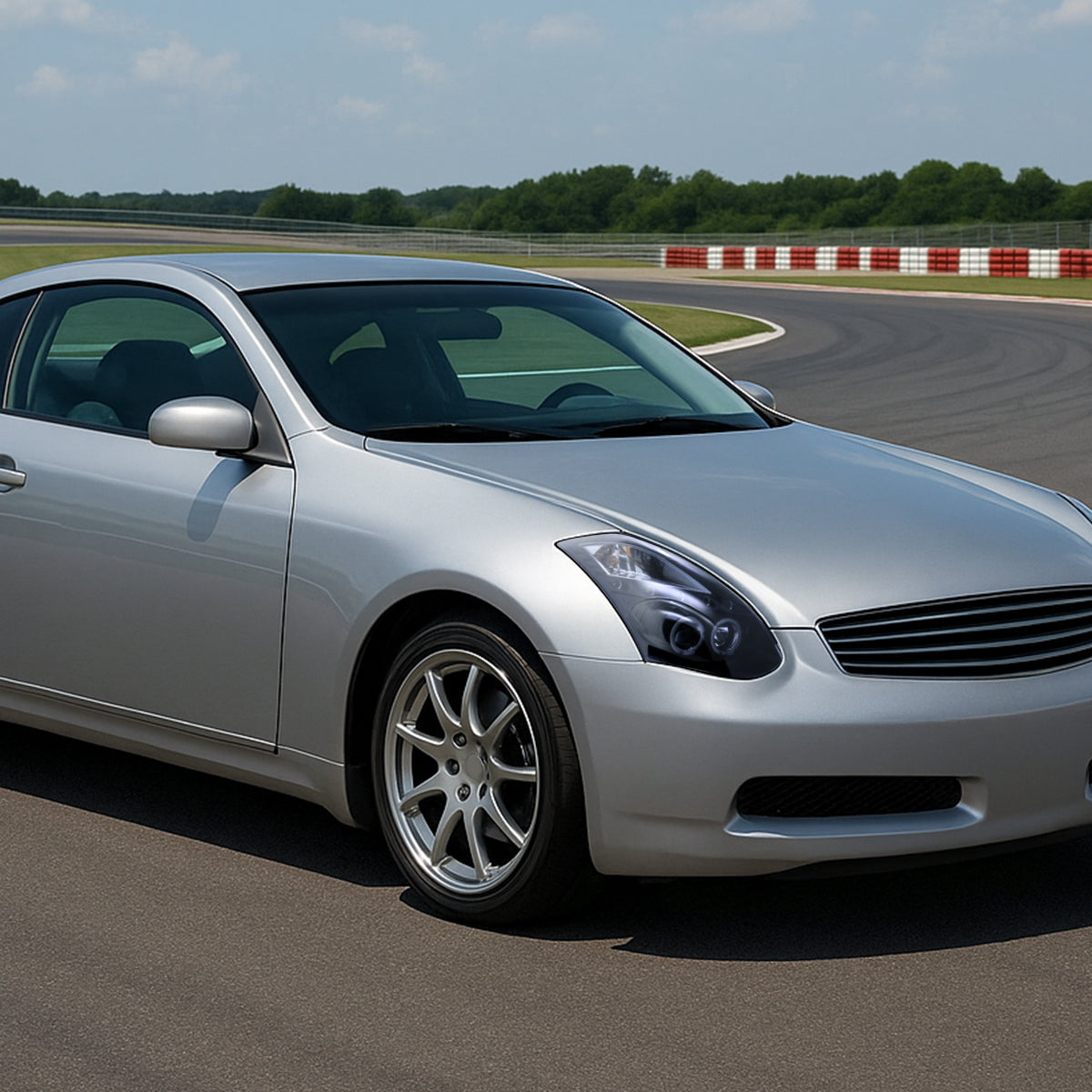 2003-2007 Infiniti G35 Coupe Dual Halo Projector Headlights (Glossy Black Housing/Smoked Lens)