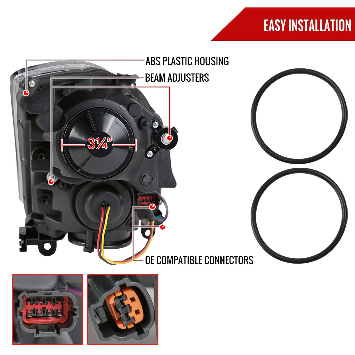 2003-2007 Infiniti G35 Coupe LED Bar Projector Headlights w/ Sequential Turn Signals (Matte Black Housing/Clear Lens)