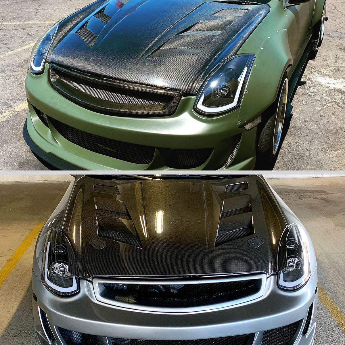 2003-2007 Infiniti G35 Coupe LED Bar Projector Headlights w/ Sequential Turn Signals (Matte Black Housing/Clear Lens)