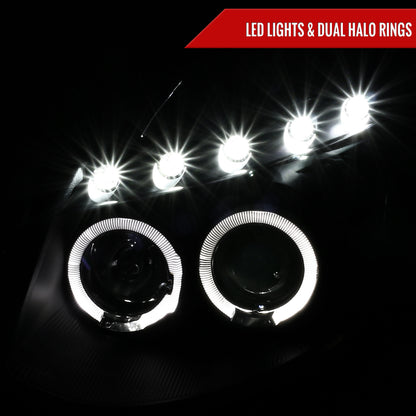 2003-2007 Infiniti G35 Coupe Dual Halo Projector Headlights (Matte Black Housing/Clear Lens)