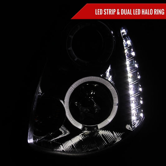 2005-2006 Infiniti G35 Sedan Halo Projector Headlights (Chrome Housing/Clear Lens)