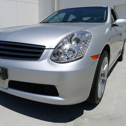 2005-2006 Infiniti G35 Sedan Halo Projector Headlights (Chrome Housing/Clear Lens)