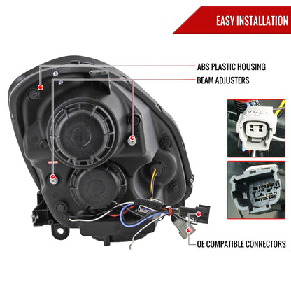 2005-2006 Infiniti G35 Sedan Halo Projector Headlights w/ SMD LED Light Strip (Glossy Black Housing/Smoked Lens)