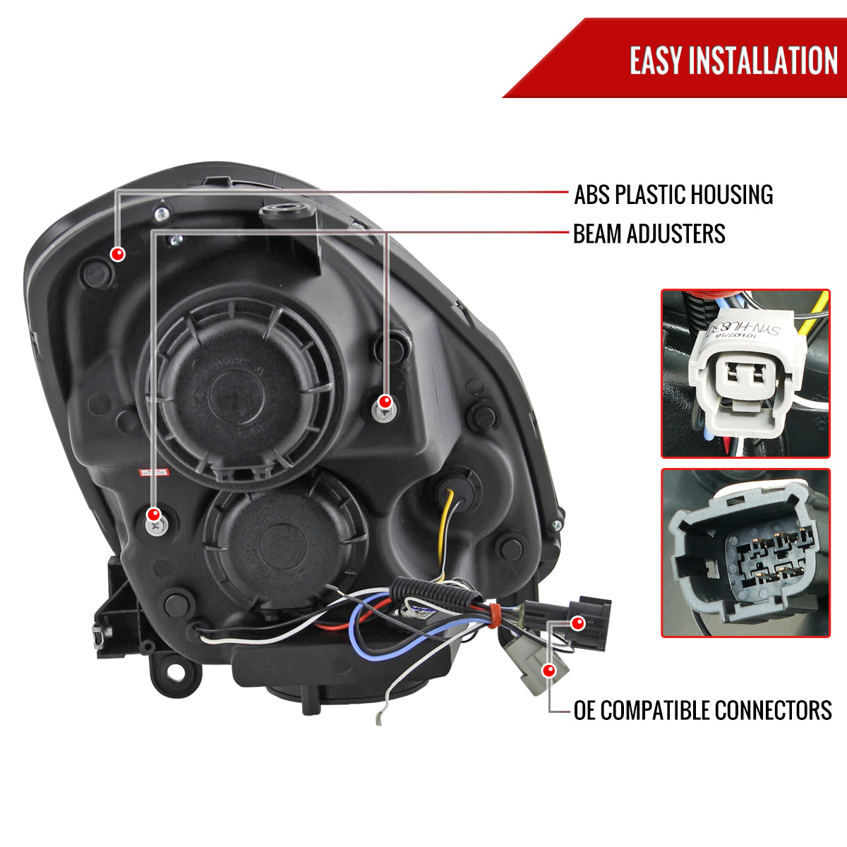 2005-2006 Infiniti G35 Sedan Halo Projector Headlights w/ SMD LED Light Strip (Matte Black Housing/Clear Lens)