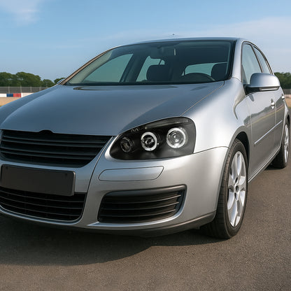 2006-2008 Volkswagen Golf Rabbit/ 2006-2010 Jetta Dual Halo Projector Headlights (Matte Black Housing/Smoked Lens)