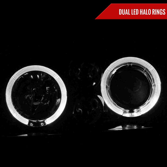 1993-1998 Volkswagen Golf Mk3/Cabrio Dual Halo Projector Headlights (Glossy Black Housing/Smoked Lens)