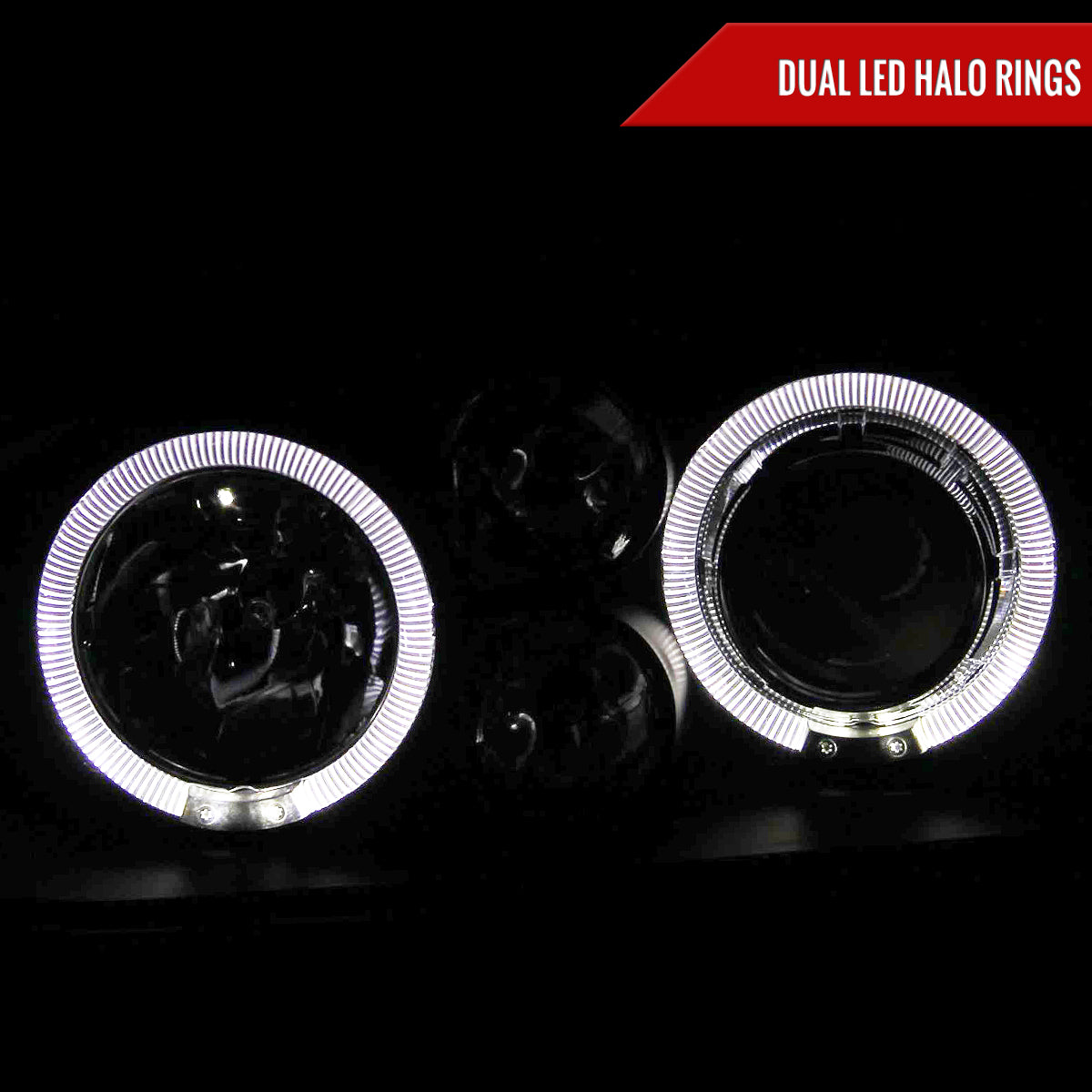1993-1998 Volkswagen Golf Mk3/Cabrio Dual Halo Projector Headlights (Matte Black Housing/Clear Lens)