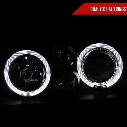 1993-1998 Volkswagen Golf Mk3/Cabrio Dual Halo Projector Headlights (Matte Black Housing/Clear Lens)