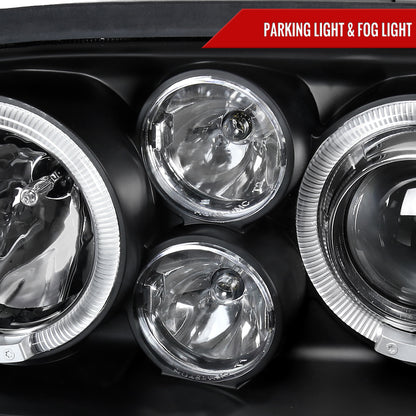 1993-1998 Volkswagen Golf Mk3/Cabrio Dual Halo Projector Headlights (Matte Black Housing/Clear Lens)