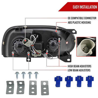 1993-1998 Volkswagen Golf Mk3/Cabrio Dual Halo Projector Headlights (Matte Black Housing/Clear Lens)