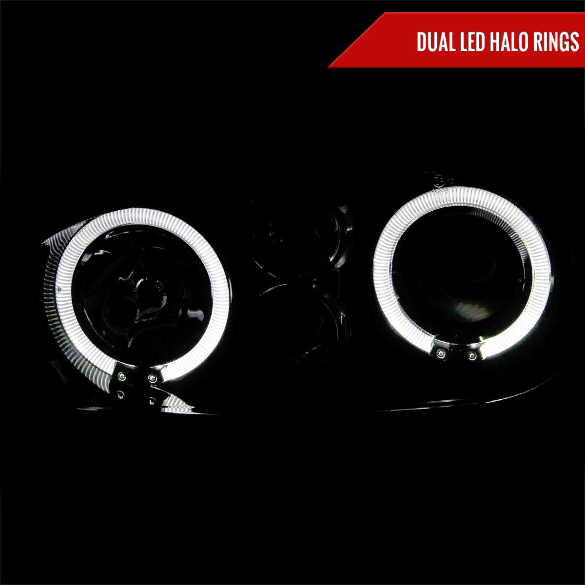 1999-2006 Volkswagen Golf Mk4 GTI/R32 Cabrio Dual Halo Projector Headlights (Glossy Black Housing/Smoked Lens)