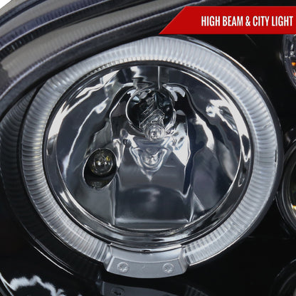 1999-2006 Volkswagen Golf Mk4 GTI/R32 Cabrio Dual Halo Projector Headlights (Glossy Black Housing/Smoked Lens)