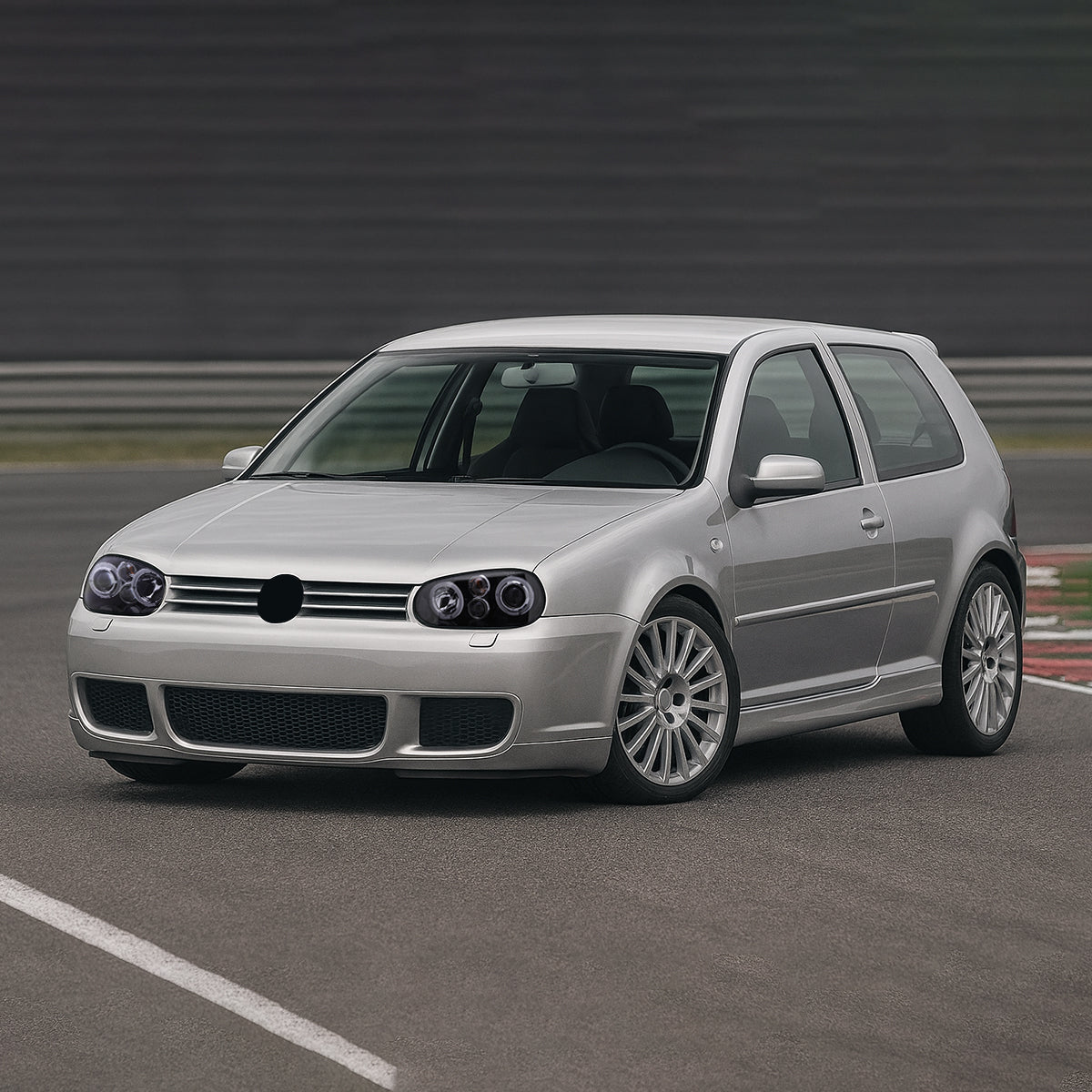 1999-2006 Volkswagen Golf Mk4 GTI/R32 Cabrio Dual Halo Projector Headlights (Glossy Black Housing/Smoked Lens)
