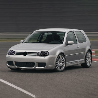 1999-2006 Volkswagen Golf Mk4 GTI/R32 Cabrio Dual Halo Projector Headlights (Glossy Black Housing/Smoked Lens)