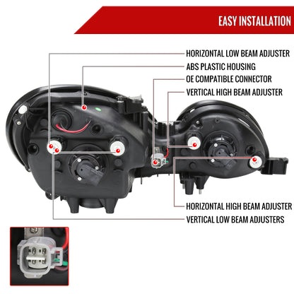 1998-2005 Lexus GS300/GS400/GS430 Halo Projector Headlights w/ SMD LED Light Strip (Chrome Housing/Clear Lens)