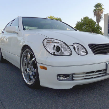 1998-2005 Lexus GS300/GS400/GS430 Halo Projector Headlights w/ SMD LED Light Strip (Chrome Housing/Clear Lens)