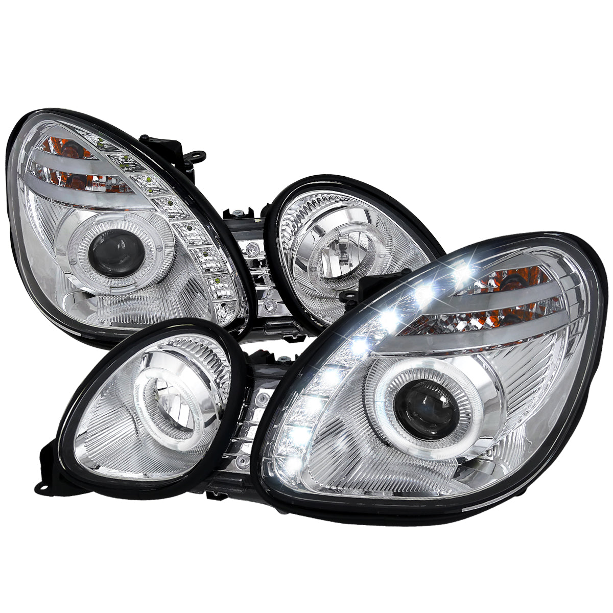 1998-2005 Lexus GS300/GS400/GS430 Halo Projector Headlights w/ SMD LED Light Strip (Chrome Housing/Clear Lens)
