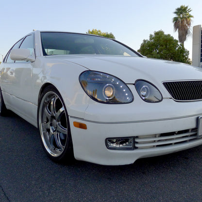 1998-2005 Lexus GS300/GS400/GS430 Halo Projector Headlights w/ SMD LED Light Strip (Matte Black Housing/Clear Lens)