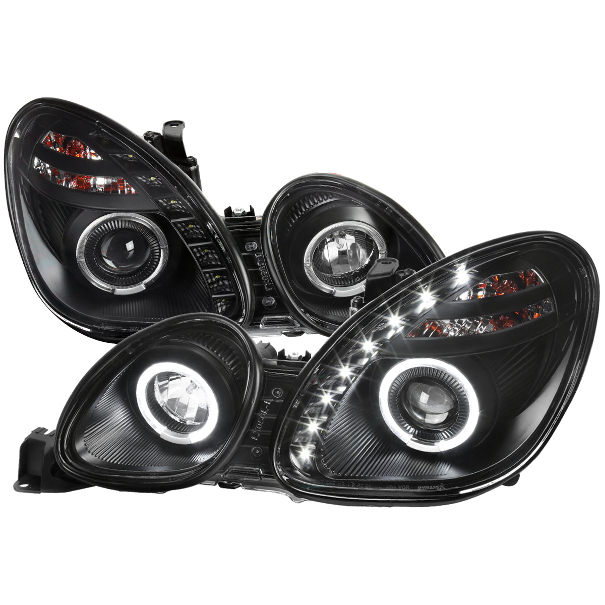 1998-2005 Lexus GS300/GS400/GS430 Halo Projector Headlights w/ SMD LED Light Strip (Matte Black Housing/Clear Lens)