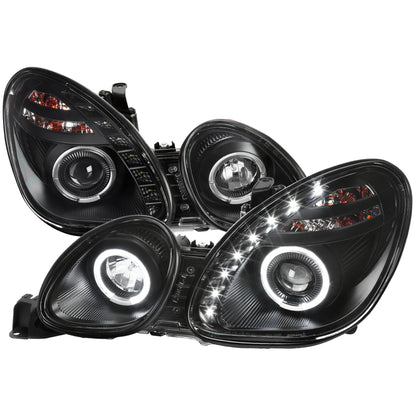 1998-2005 Lexus GS300/GS400/GS430 Halo Projector Headlights w/ SMD LED Light Strip (Matte Black Housing/Clear Lens)