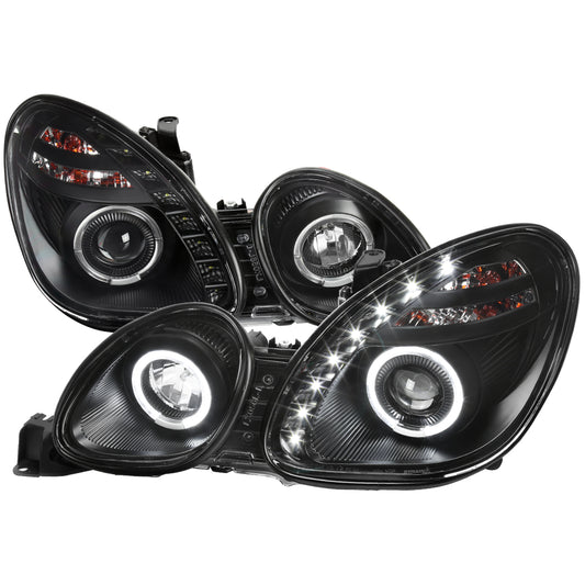 1998-2005 Lexus GS300/GS400/GS430 Halo Projector Headlights w/ SMD LED Light Strip (Matte Black Housing/Clear Lens)