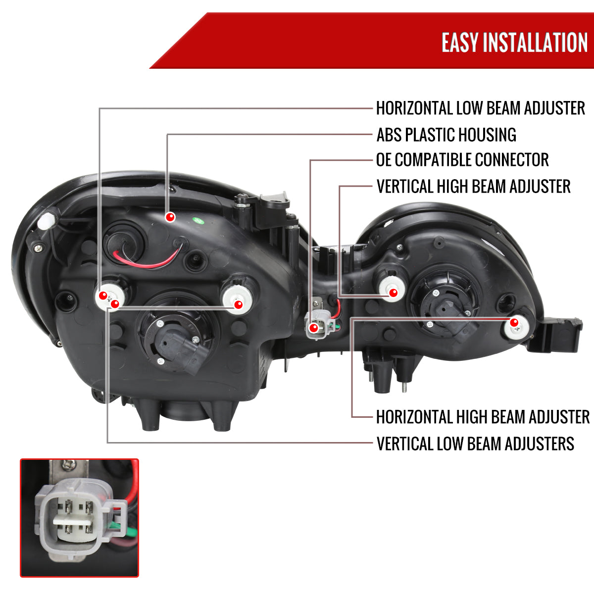1998-2005 Lexus GS300/GS400/GS430 Halo Projector Headlights w/ SMD LED Light Strip (Black Housing/Smoked Lens)