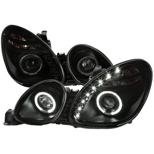 1998-2005 Lexus GS300/GS400/GS430 Halo Projector Headlights w/ SMD LED Light Strip (Black Housing/Smoked Lens)